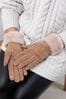 Totes Nude Isotoner Three Point Suede Ladies Gloves With Faux Fur Cuff