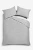 Grey Silver Cotton Rich Plain Duvet Cover and Pillowcase Set, Plain