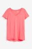 Fluro Coral Pink Slouch V-Neck T-Shirt, Regular