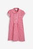 Navy Cotton Rich Button Front Lace Gingham School Dress (3-14yrs), Plus Fit