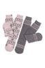 Totes Sunshine Grey Ladies Original Slipper Socks (Twin Pack)