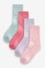 Pink 4 Pack Cotton Rich Cushioned Footbed Ribbed Ankle Socks