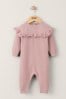 Mamas & Papas Pink Frill Detail Knitted Romper