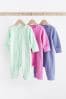 Pink Baby Two Way Zip Footless Sleepsuits 3 Pack (0mths-3yrs)