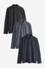 Navy Blue/Grey/Black Long Sleeve Jersey negro Polo Shirts 3 Pack