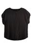 Black Gathered Short Sleeve Textured Boxy T-Shirt, Regular