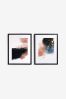 Pink Set of 2 Abstract Framed Wall Art