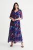 Purple Pink & Blue Scarlett & Jo Verity 3/4 Sleeve Maxi Gown