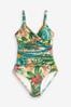 Tropical Print Tummy Shaping Control Swimsuit