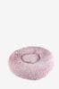 Pink Round Faux Fur Pet Bed