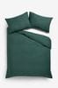 Green Dark Cotton Rich Plain Duvet Cover and Pillowcase Set, Plain