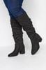 Yours Curve Black Extra Wide Fit Knee Slouch Boots, Extra Wide Fit