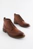 Tan Brown Leather Brogue Ankle Boots