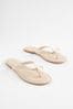 Bone White Forever Comfort® Bow Detail Leather Flip Flops, Extra Wide Fit