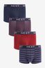 Red/White/Navy Blue Pattern 4 pack Hipsters