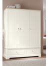 Chalk White Hampton Painted Oak Triple, 2 Drawers Wardrobe, Triple, 2 Drawers