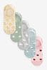 Pastel Spring Animals Print Invisible Trainers Socks 5 Pack