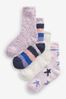 Navy Blue/Purple Star Cosy Socks 4 Pack