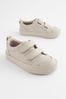 Stone Cream Wide Fit (G) Two Strap Touch Fastening Trainers, Wide Fit (G)