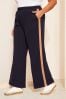 Curves Like These Navy Blue Side Stripe Wide Leg Trousers