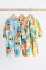 Bright Shark Print Footless Baby Sleepsuit 3 Pack (0mths-3yrs)