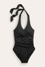 Black Boden Levanzo Ruched Halter Swimsuit