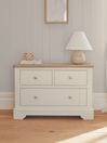 Chalk White Hampton Country Collection Luxe Painted Oak 3 Drawer Wide Bedside Table, 3 Drawer Wide