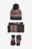 Fairisle Hat, Scarf And Gloves Three Piece Set (Older)