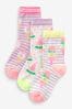 Leuchtend mehrfarbig - Socken mit Eiscrememuster, 3er-Pack