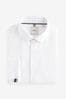 White Regular Fit Double Cuff Easy Care Textured Shirt, Regular Fit