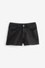 Washed Black Super Soft Raw Hem Denim Shorts, Regular