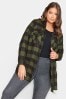 Green Yours Curve Hooded Zipped Check Shirt