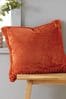 Catherine Lansfield Orange Velvet and Faux Fur Soft and Cosy Cushion