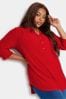 Red Yours Curve Half Placket Jersey Top