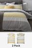Teal Blue 2 Pack Reversible Mini Geo Stripe Duvet Cover And Pillowcase Set