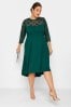 Yours Curve Green London High Low Lace Sweetheart Dress