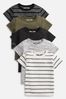 Khakigrün - Strukturierte T-Shirts, 5er-Pack (3 Monate bis 7 Jahre)