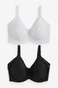 Black/White Ultimate Support F-K Cup Under Arm Smoothing Non Pad Wired Minimising Bras 2 Pack