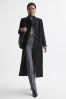 Reiss Black Mischa Tailored Wool Blend Longline Coat, Regular