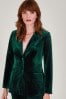 Monsoon Green Verity Velvet Single Breasted Jacket