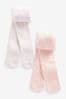 Pink/Cream Pointelle Baby Tights 2 Pack (0mths-2yrs)