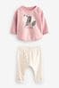 Pink Panda Baby Top And Leggings Set