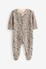 Ecru White Fleece Lined Baby Sleepsuit