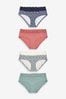 Blue/Pink/Green Short Cotton and Lace Knickers 4 Pack