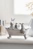 Grey Bunnies in the Bath Ornament