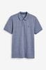 Blue Marl Regular Fit Short Sleeve Pique Polo Shirt, Regular Fit