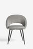 Set of 2 Soft Velvet Mid Grey Hewitt Black Leg Dining Chairs
