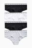 White/Black/Grey Short Cotton Rich Logo Knickers 4 Pack, Short