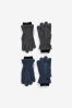 Navy Blue/Grey 2 Pack Thermal Fleece Gloves (3-16yrs)
