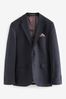 Navy Blue Slim Fit Prince of Wales Check Suit Jacket